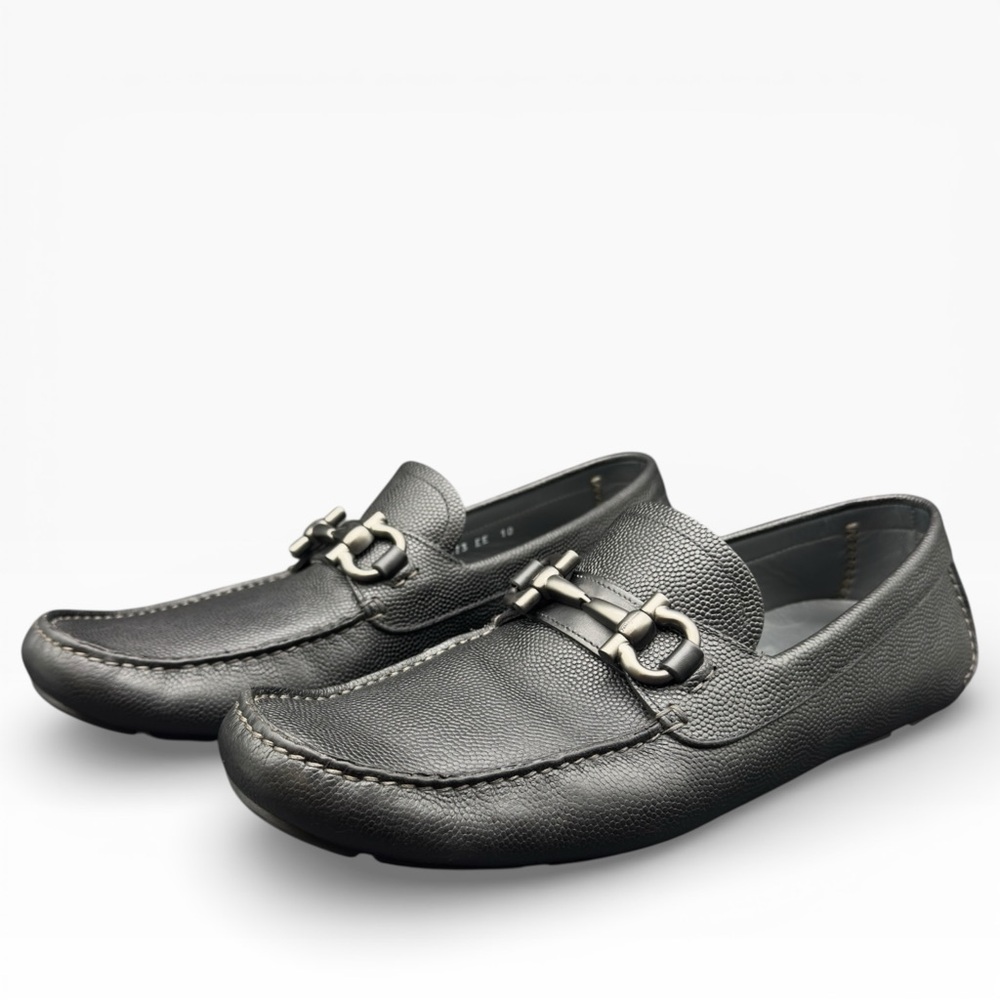 Salvatore Ferragamo Black Leather Horsebit Loafers